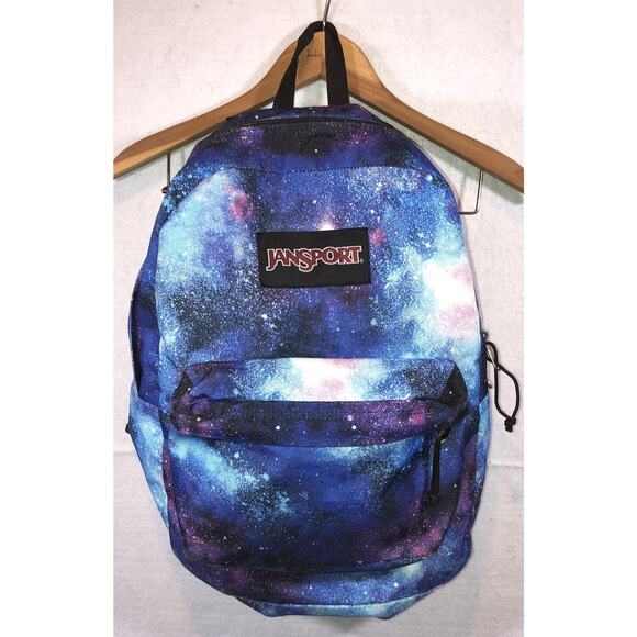 Jansport Backpack Pocket Pen Pencil Slots Blue Purple Night Sky Galaxy - Picture 1 of 9